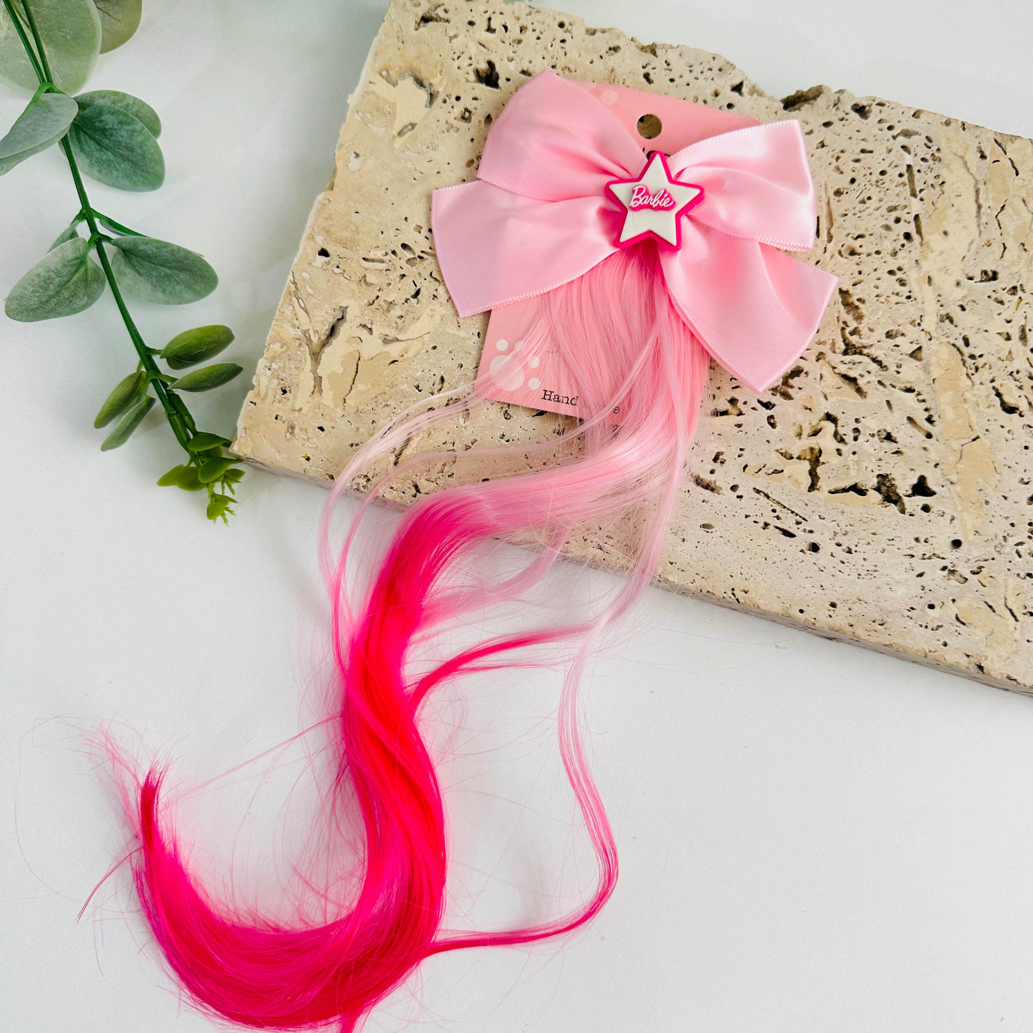 Büyük Saten Fiyonk Barbie Pembe Saç Pens Toka